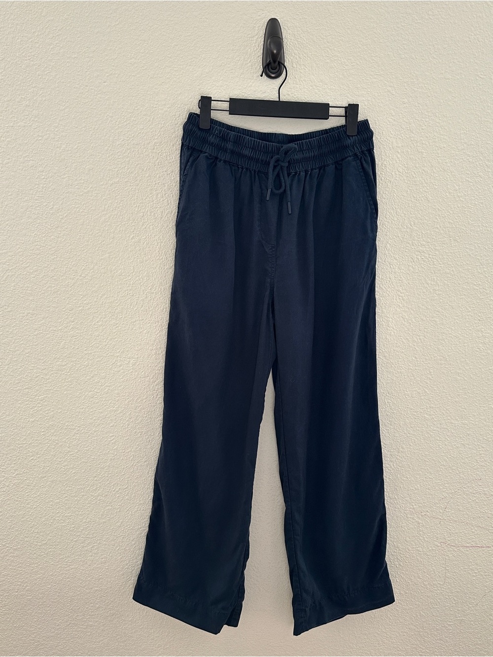 Quince Vintage Wash Tencel Wide Leg Pants Midnight Blue Drawstring Size M